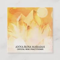 *~* Yoga Reiki Crystal Cluster Healer Citrine Gold Square Business Card