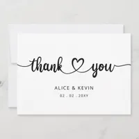 Simple Script Elegant Handwritten Wedding  Thank You Card