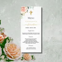 Confirmation Menu rose gold blush pink floral girl