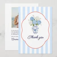 Hamptons Hydrangea Coastal Bachelorette Photo Thank You Card
