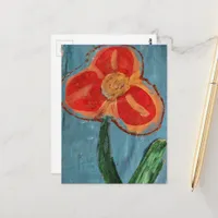 Pretty Orange Mixed Media Flower Postcard