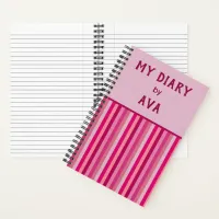 Pink My Diary by Me Striped Journal