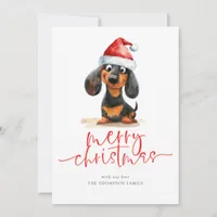 Dachshund Santa Hat 2025 Calendar Merry Christmas Holiday Card