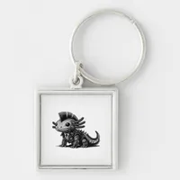 Whimsigoth Cyborg Axolotl Vintage Art Design Class Keychain