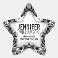 Black White & Silver Custom Name Star Stickers