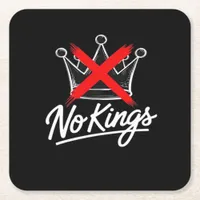No Kings Simple Crown With Cross Artistic Design Square Paper Coaster