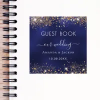 Navy blue gold sparkles wedding Guest Book Sticker