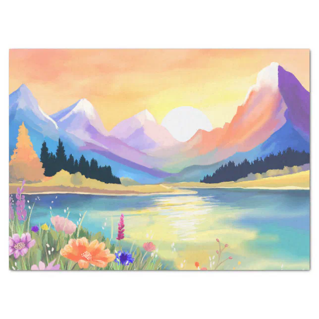 Dreams by the Mountains Lake Sanctuary Tissue Paper