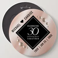 Elegant 30th Pearl Wedding Anniversary Celebration Button