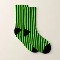 Halloween Slime Green and Black Stripe Socks