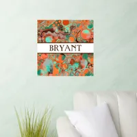 Orange Brown Marble Personalized Name Wall Decal