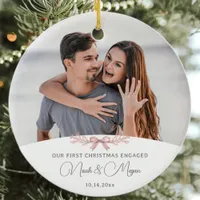 Our First Christmas Engaged Ceramic Photo Ornament