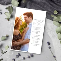Modern Photo Script QR Code All in One Wedding Invitation