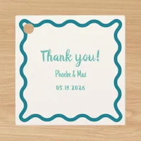 Handwritten Cool Wavy Border Thank You Wedding  Favor Tags