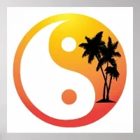 Palm Trees at Sunset Yin Yang Symbol Poster