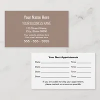 Taupe Modern Professional Appointment Card