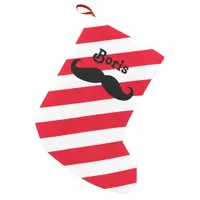 Barbershop Red White Shop Pole Mustache Barbers Small Christmas Stocking