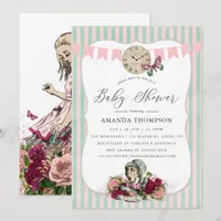 Trendy Vintage Alice In Wonderland Baby Shower Invitation