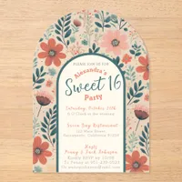 Floral fall sweet sixteen invitation transparent