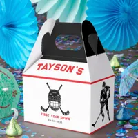 Hockey First Year Down 1st birthday Favor Boxes