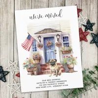 Pug Dog Patriotic Personalized Pet Moving Announcement Postcard