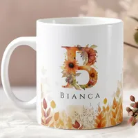 Fall Wildflower Monogram Initial Letter B Coffee Mug