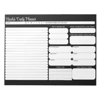 Chic Modern Black White Daily Planner To-Do List Notepad