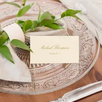 Cream and Gold Elegant Wedding Place Cards Flat