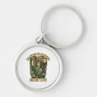 No Kings In America Statue Of Justice For Immigran Keychain