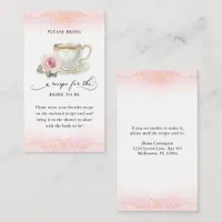 Bridal Shower Recipe Request Card  Tea Party Theme