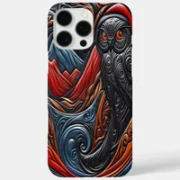 Owl in a Vibrant, Stylized Mountain Landscape iPhone 16 Pro Max Case