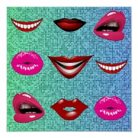 Urban Funky Hip Cool Lips Pattern Poster