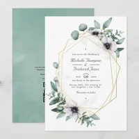 Eucalyptus Floral Geometric Wedding Photo Invitati Invitation