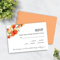 Summer Golden Poppy Wedding RSVP Card