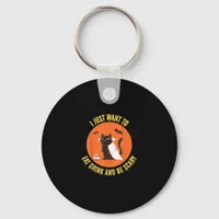 Eat Drink And Be Scary Spooky Cat Halloween Keychain