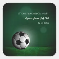 Green Soccer Birthday / Bachelor Party Square Sticker