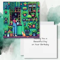 Personalized Pixel Art Garden Birthday  Card