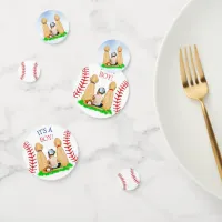 Boy's Baseball Themed Baby Shower Baby and Dogs Confetti