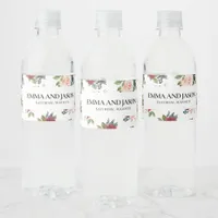 Boho Floral Burgundy Water Bottle Label