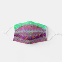 Psychedelic Groovy Deep Pink and Neon Green Adult Cloth Face Mask