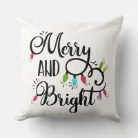 merry and bright holiday lights throw pillow