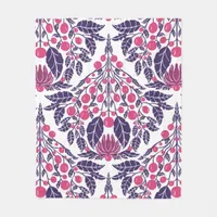 Art Nouveau Pink & Purple-Vintage Floral Scallop  Fleece Blanket