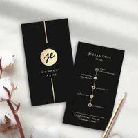 Modern Black Gold Luxe Handwriting Monogram Business Card