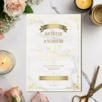 Glamorous Gold Elegant Border Foil Foil Invitation