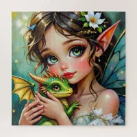 Pretty  Fairy and Dragon Themed Girl's   Jigsaw Puzzle