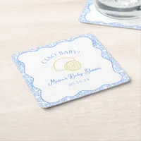 Ciao Baby! Lemon Blue Italian Baby Shower Square Paper Coaster