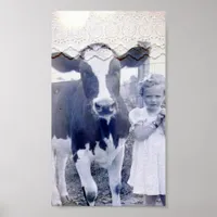 Vintage Child and Cow Poster