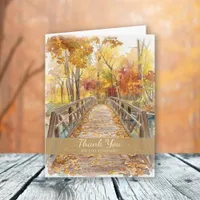 Fall Bridge Funeral Memorial Sympathy Thank You Card
