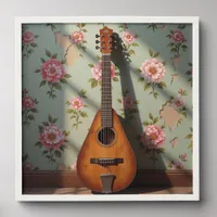 Six-Stringed Dulcimer Vintage Floral Peel And Stick Photo Tile