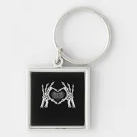 Skeleton Ribs Hand Heart Sign Keychain